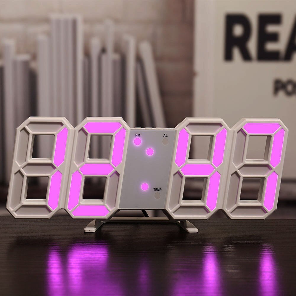 LED Digital Wall Clock Temperature Alarm Display Clock