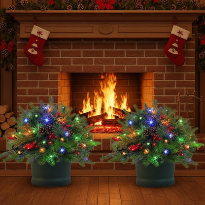 LED Evergreen Urn Filler Pre Lit Holiday Decoration