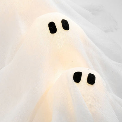 Led-halloweenkrans met spookje, op batterijen werkende deur- en wanddecoratie