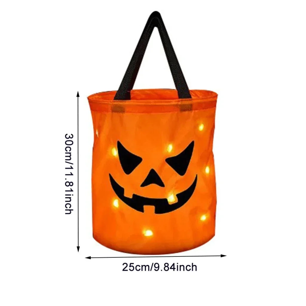 LED Halloween Trick or Treat Bag Reusable Pumpkin Carrying Bag