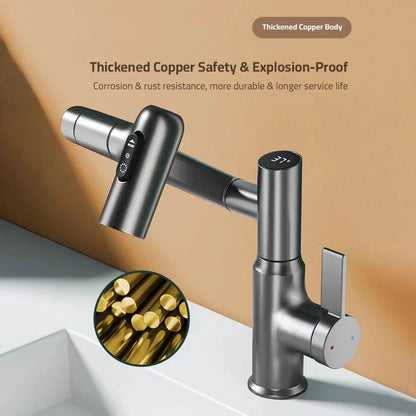 LED Kitchen Faucet 360 Swivel Tap Temperature Display Sink Mixer