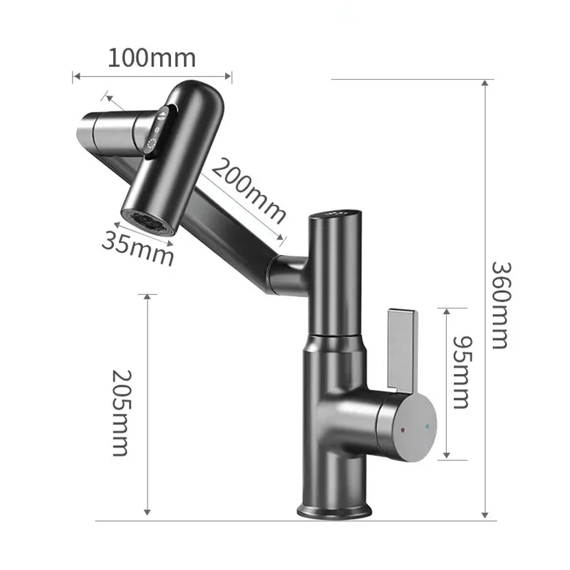 LED Kitchen Faucet 360 Swivel Tap Temperature Display Sink Mixer