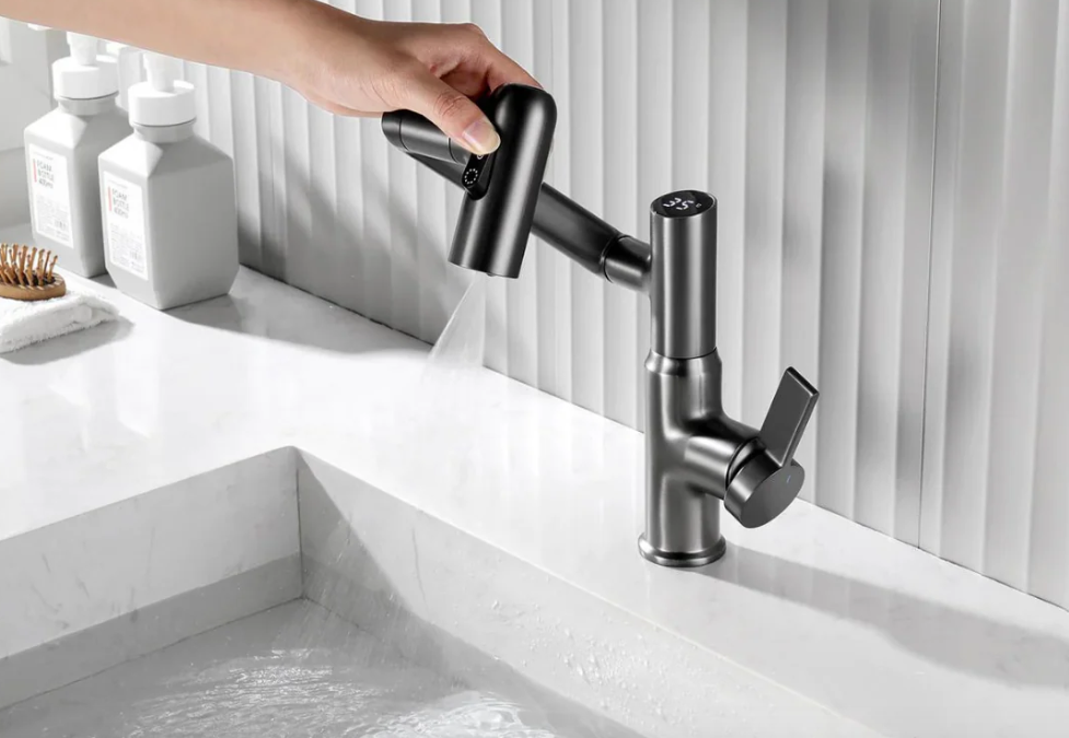 LED Kitchen Faucet 360 Swivel Tap Temperature Display Sink Mixer