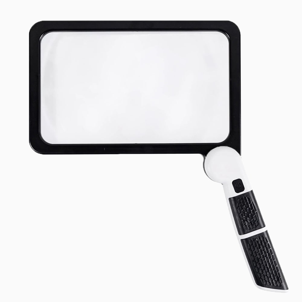 LED Magnifying Glass 5X Foldable Handheld Magnifier Reading Inspection Tool