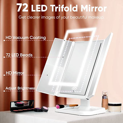 LED Makeup Mirror Adjustable Magnification Vanity Mirror Storage Design