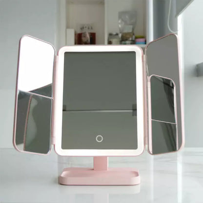 LED Makeup Mirror Adjustable Magnification Vanity Mirror Storage Design