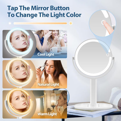 LED Makeup Mirror with 20X Magnification and Adjustable Brightness