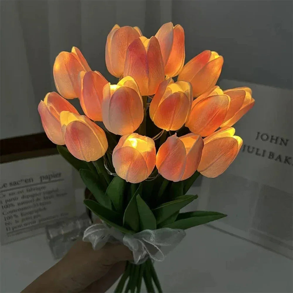 LED Tulip Flower Night Lamp Decorative Portable Table Light