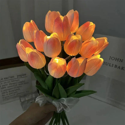 LED Tulip Flower Night Lamp Decorative Portable Table Light