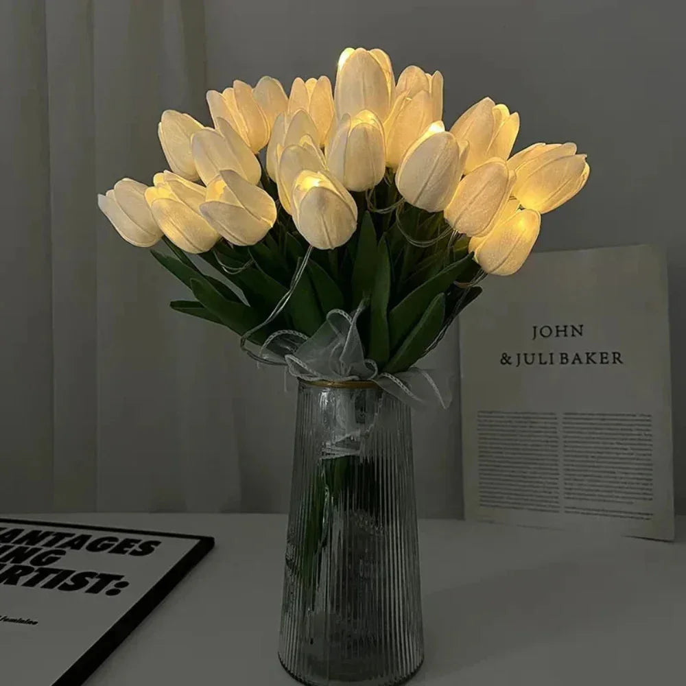 LED Tulip Flower Night Lamp Decorative Portable Table Light