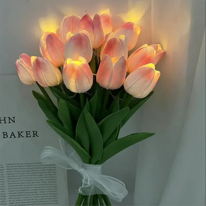 LED Tulip Flower Night Lamp Decorative Portable Table Light