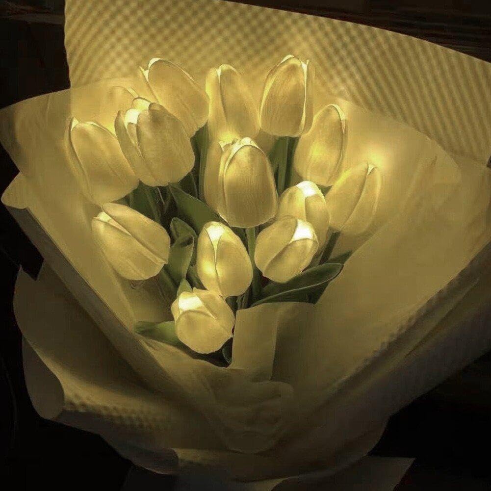 LED Tulip Flower Night Lamp Decorative Portable Table Light