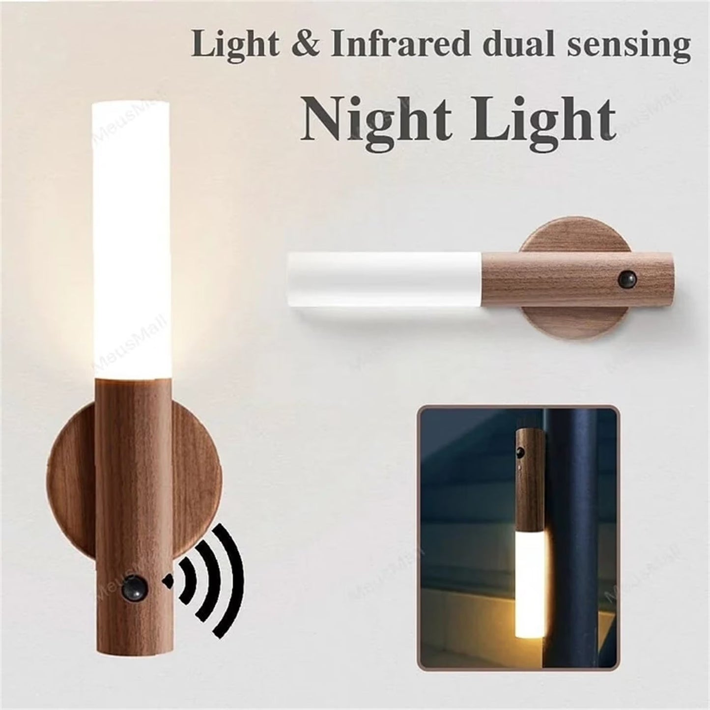 LED Wall Lamp Motion Sensor Rechargeable Wireless Night Light for Home