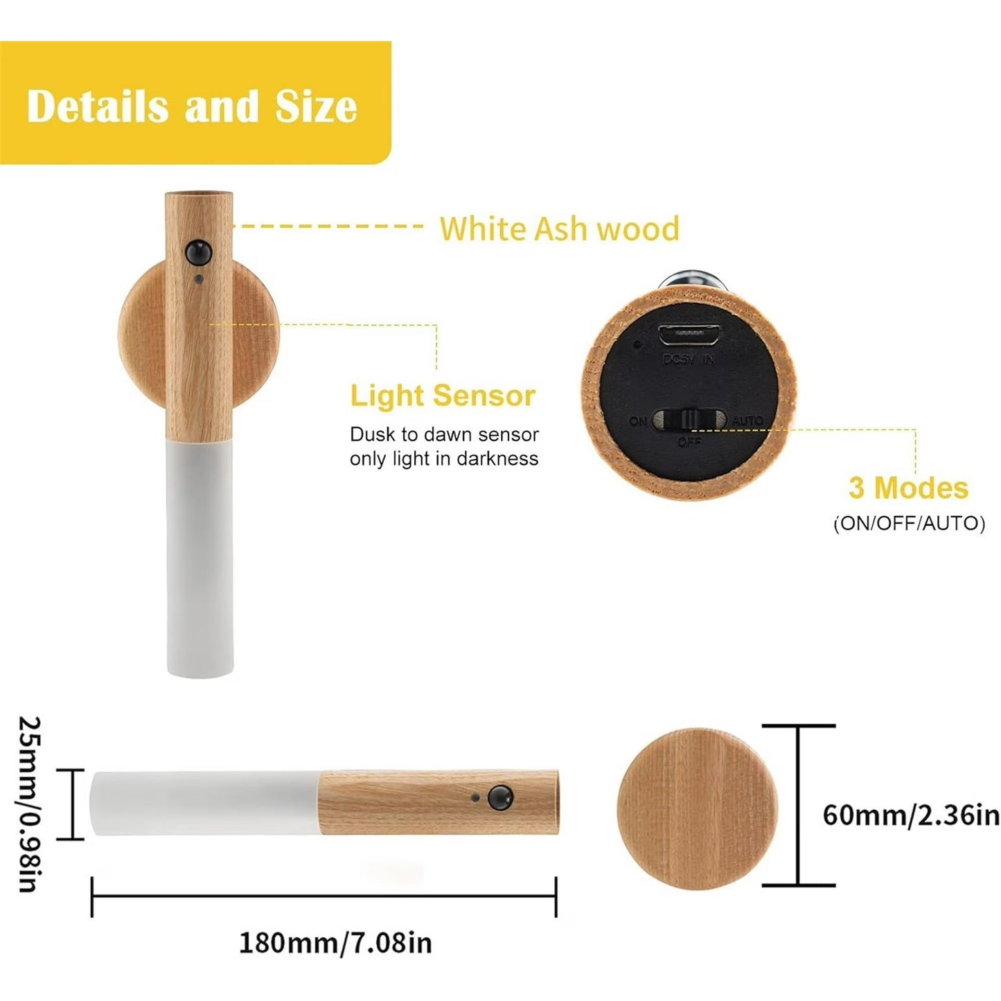 LED Wall Lamp Motion Sensor Rechargeable Wireless Night Light for Home