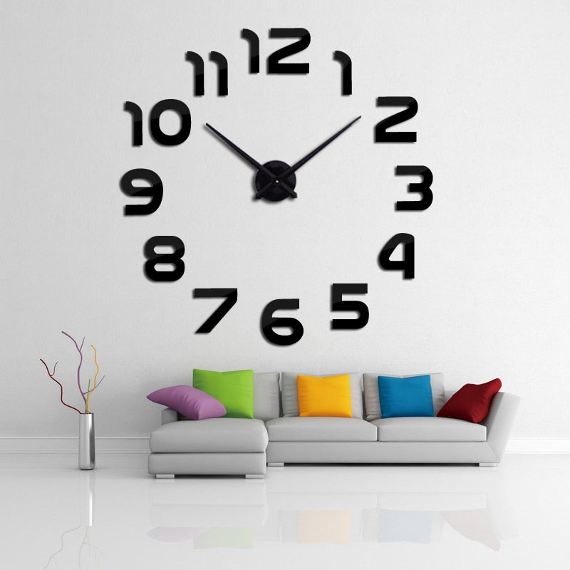Large Acrylic 3D Wall Clock Modern Decorative Timepiece