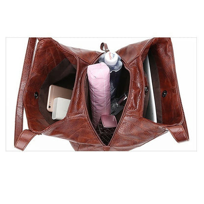 Large Capacity Leather Shoulder Bag for Everyday Essentials