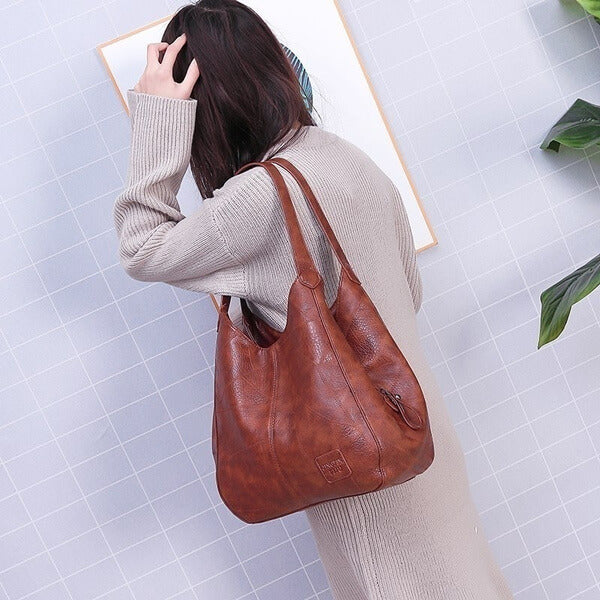 Large Capacity Leather Shoulder Bag for Everyday Essentials