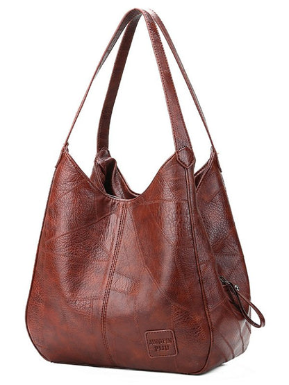 Large Capacity Leather Shoulder Bag for Everyday Essentials