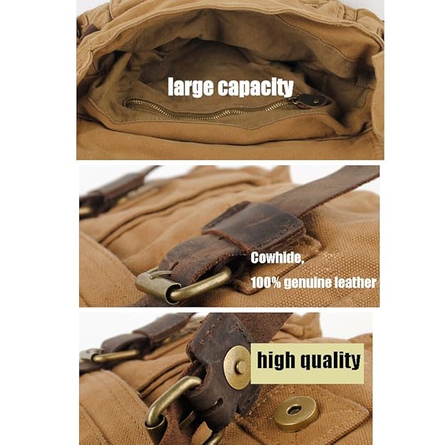 Large Capacity Mens Canvas Crossbody Bag Durable Shoulder Messenger Bag For Travel And Daily Use