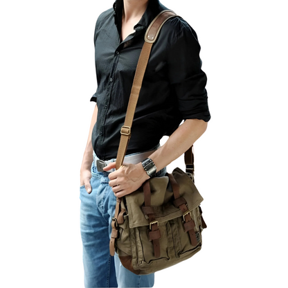 Large Capacity Mens Canvas Crossbody Bag Durable Shoulder Messenger Bag For Travel And Daily Use
