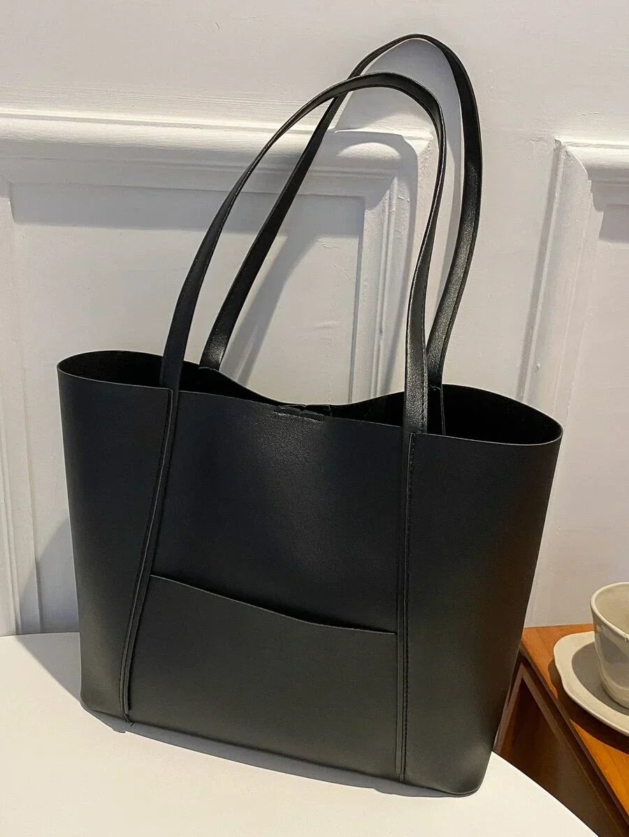 Large Capacity Vegan Leather Shoulder Tote Bag