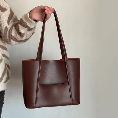 Large Capacity Vegan Leather Shoulder Tote Bag