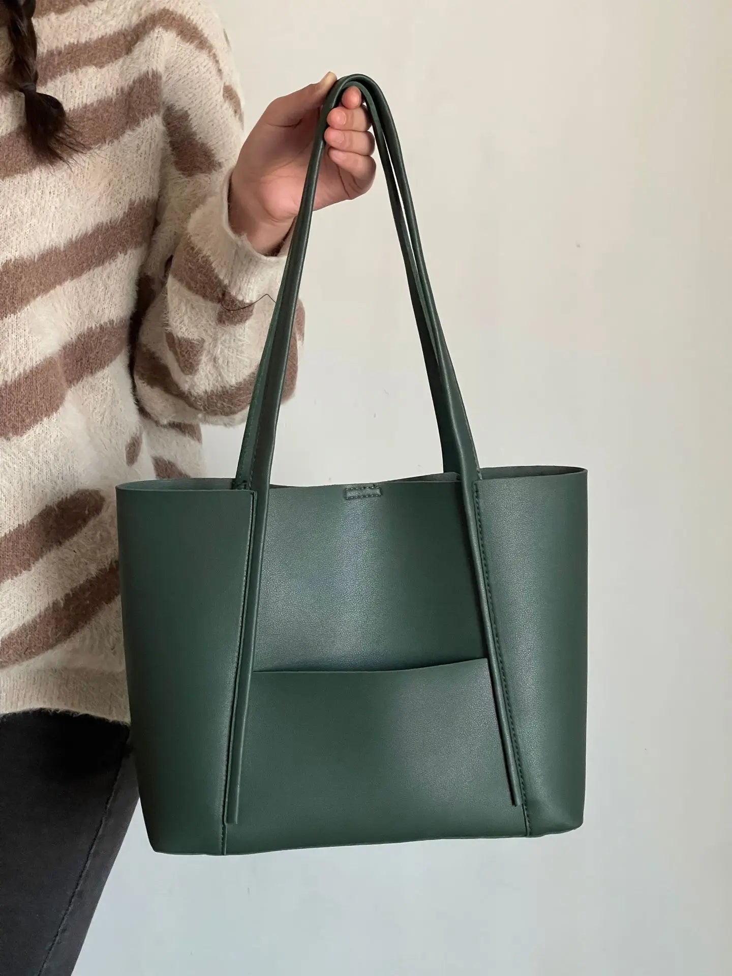 Large Capacity Vegan Leather Shoulder Tote Bag