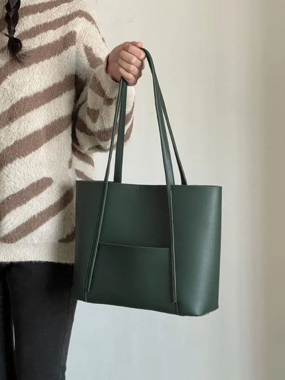 Large Capacity Vegan Leather Shoulder Tote Bag