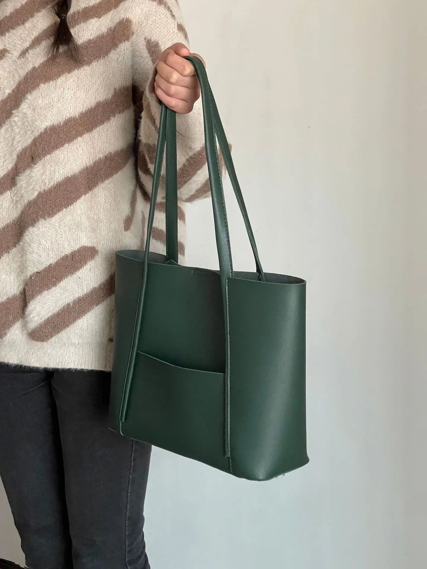 Large Capacity Vegan Leather Shoulder Tote Bag