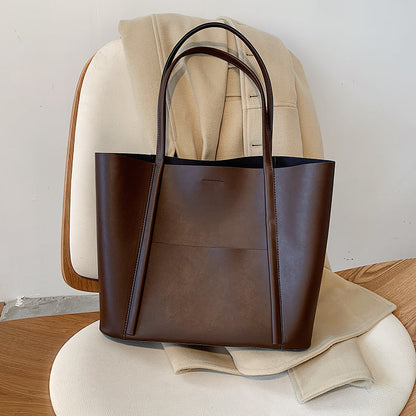 Large Capacity Vegan Leather Shoulder Tote Bag