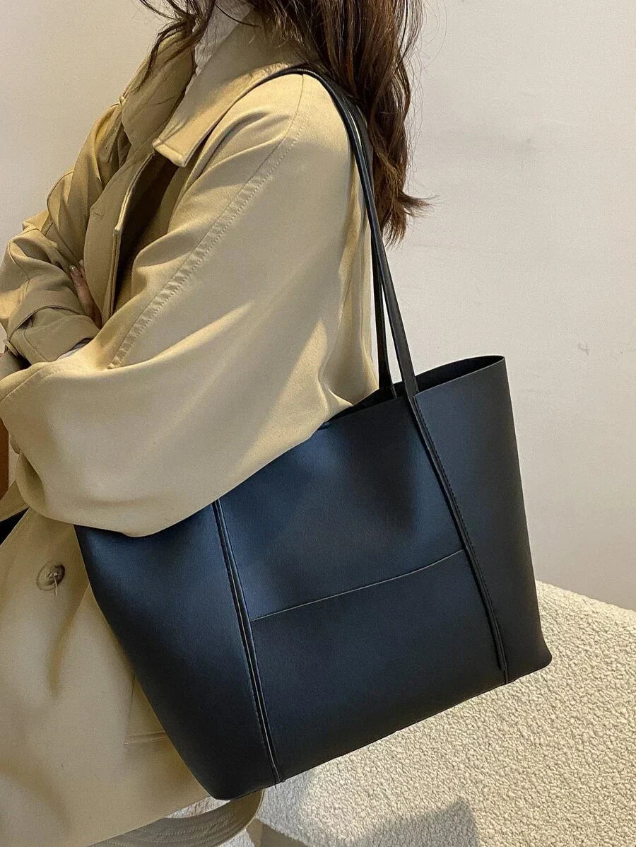 Large Capacity Vegan Leather Shoulder Tote Bag