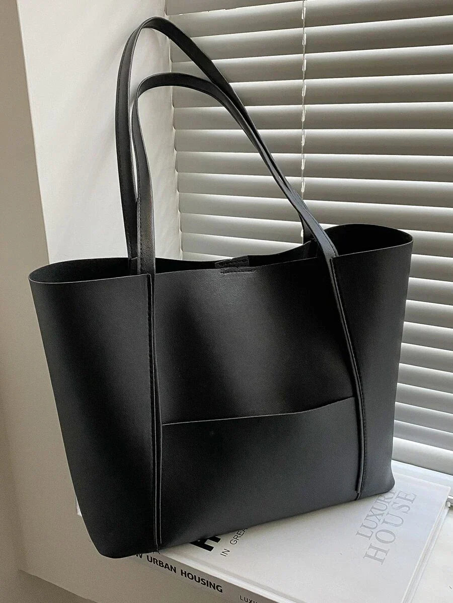 Large Capacity Vegan Leather Shoulder Tote Bag