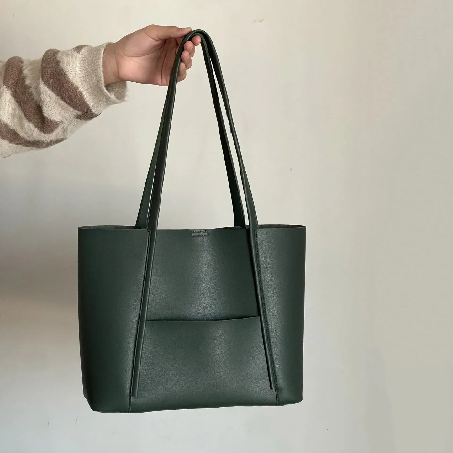 Large Capacity Vegan Leather Shoulder Tote Bag