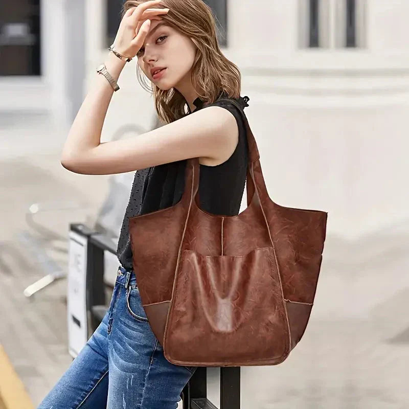 Large Soft Leather Tote Bag Everyday Shoulder Handbag