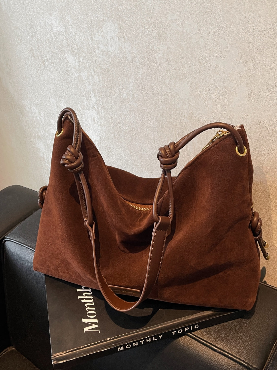 Large Suede Shoulder Tote Bag Womens Everyday Handbag