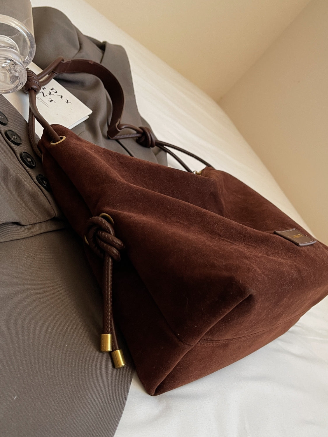 Large Suede Shoulder Tote Bag Womens Everyday Handbag