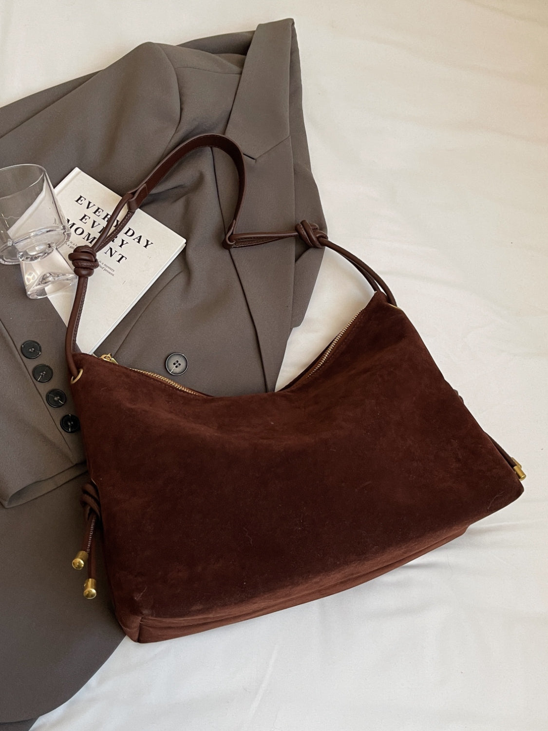 Large Suede Shoulder Tote Bag Womens Everyday Handbag