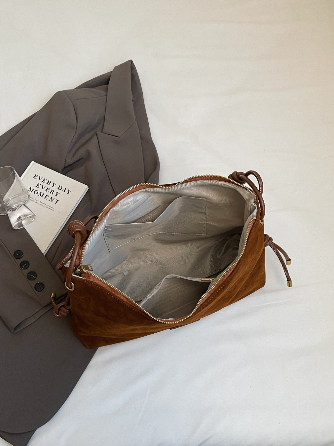 Large Suede Shoulder Tote Bag Womens Everyday Handbag
