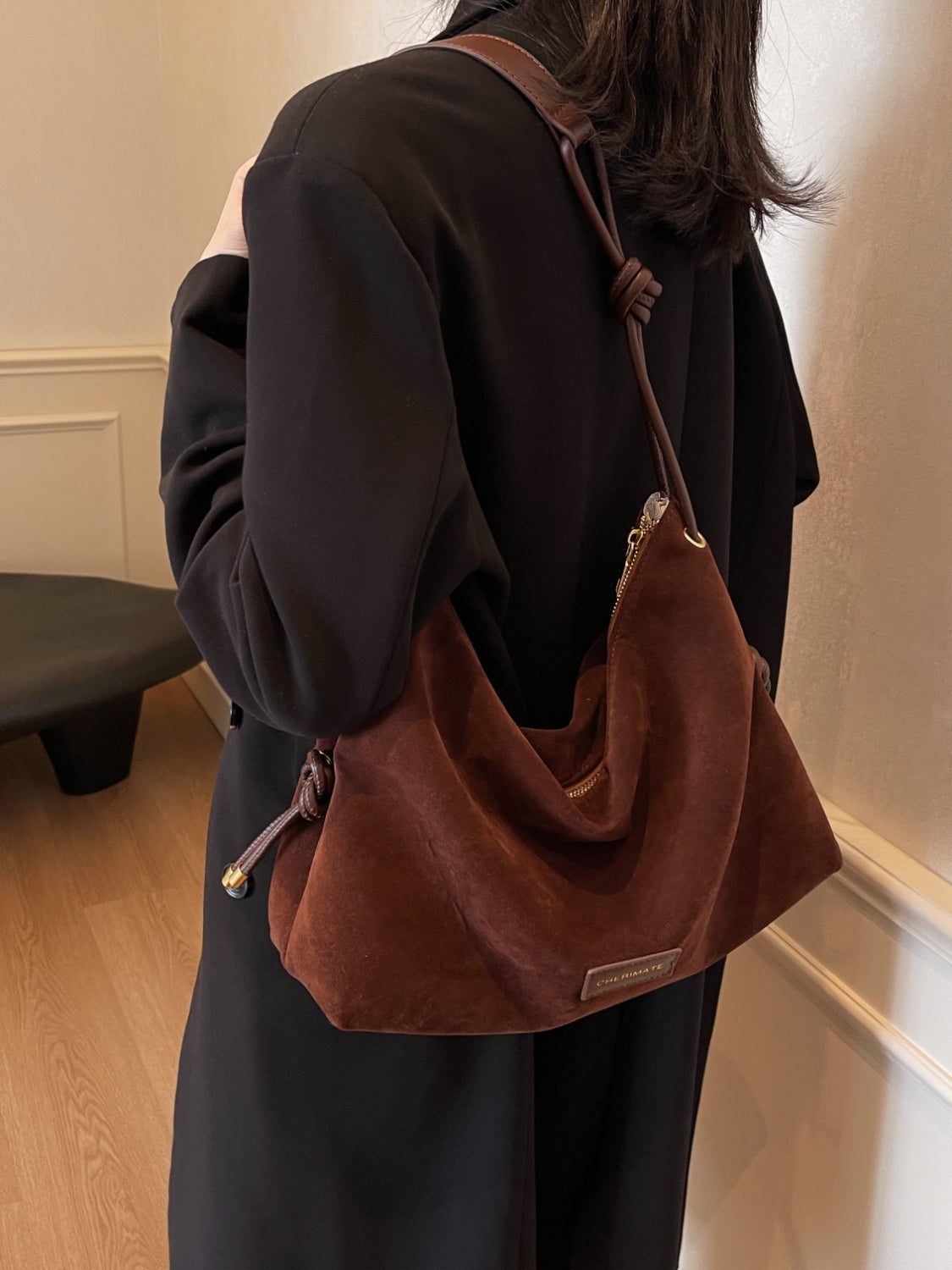 Large Suede Shoulder Tote Bag Womens Everyday Handbag