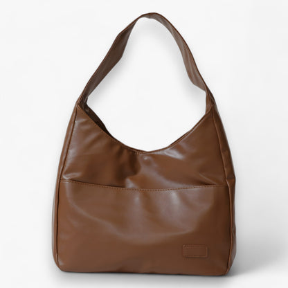 Large Vegan Leather Shoulder Tote Bag Zip Closure