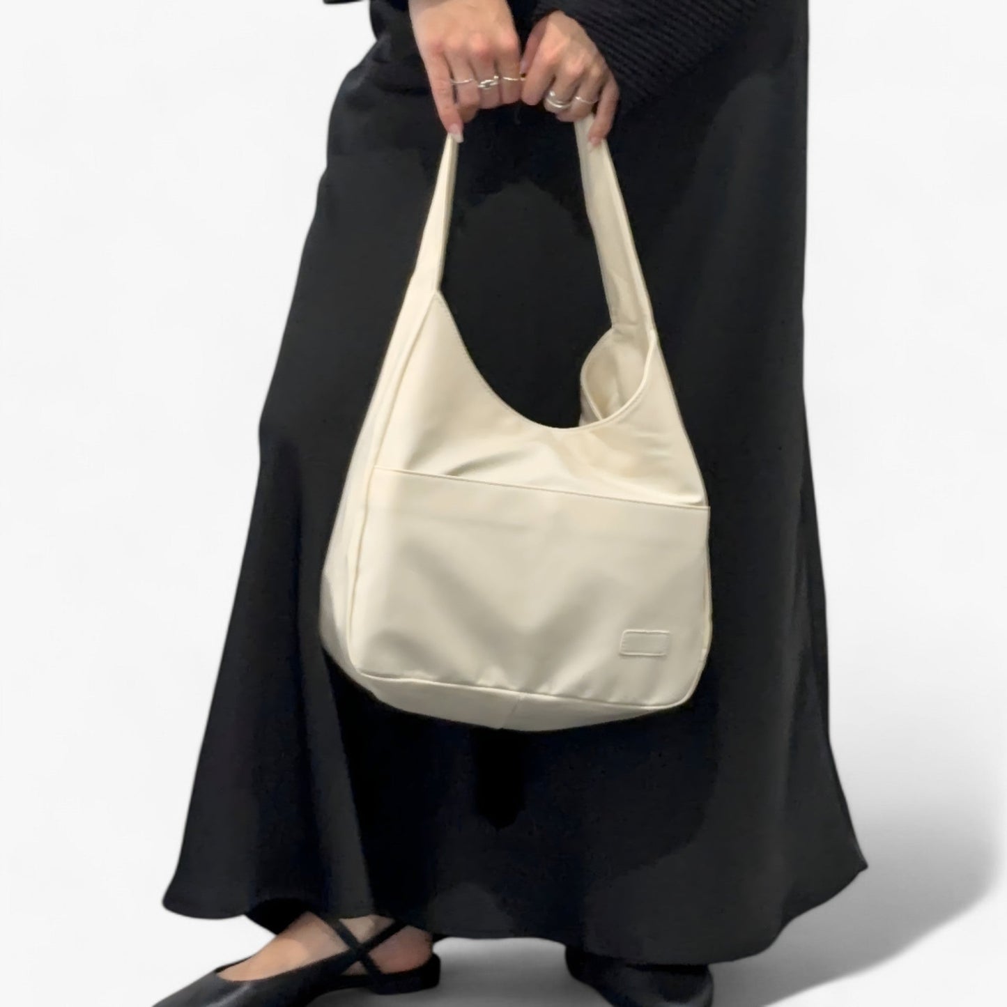 Large Vegan Leather Shoulder Tote Bag Zip Closure