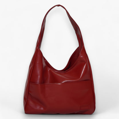 Large Vegan Leather Shoulder Tote Bag Zip Closure
