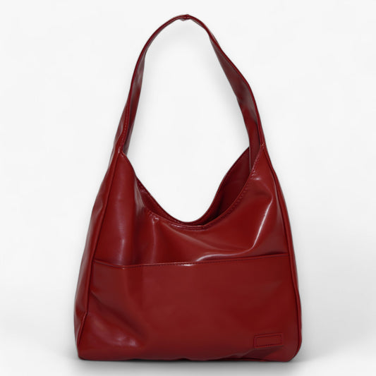 Large Vegan Leather Shoulder Tote Bag Zip Closure
