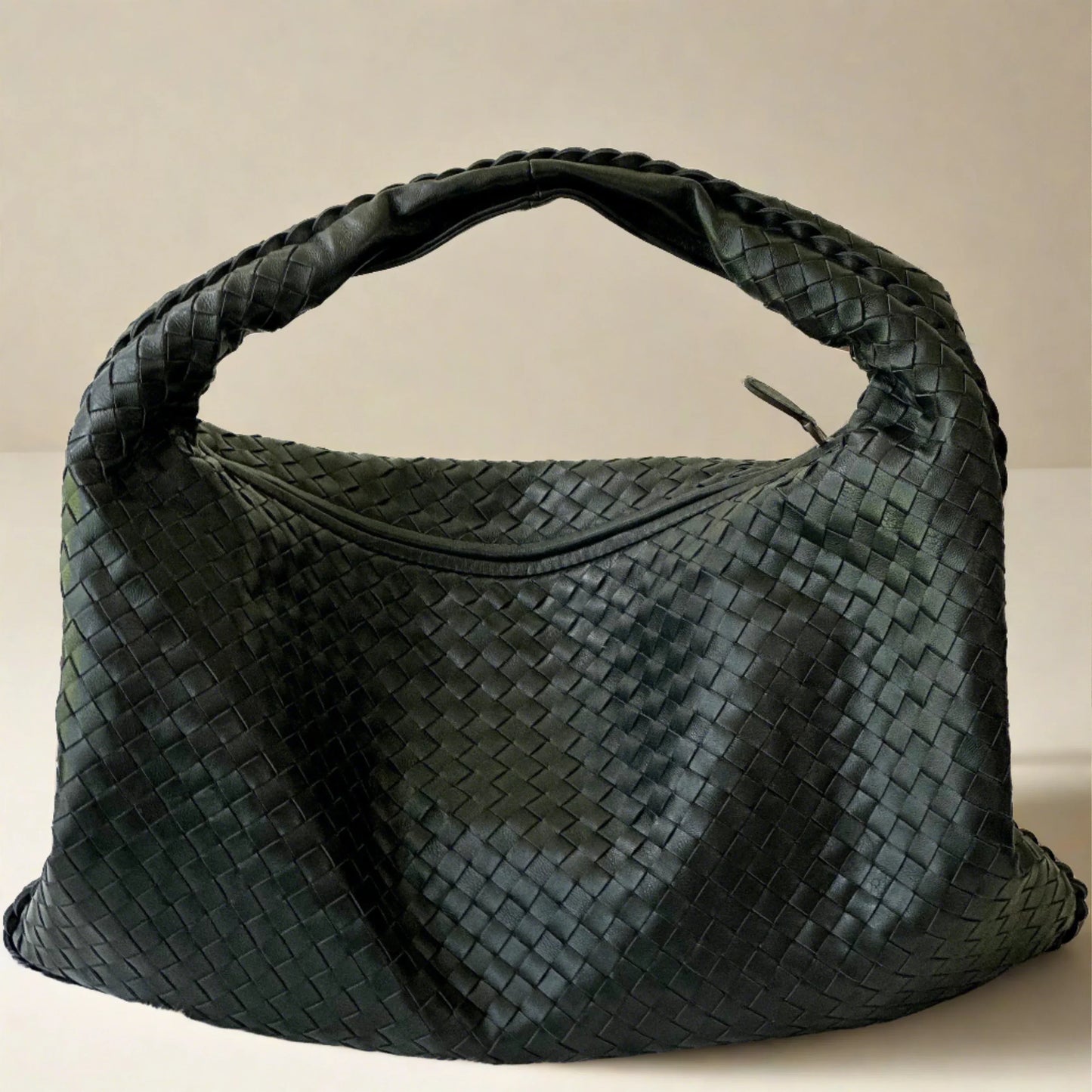 Large Woven Shoulder Bag Soft Vegan Leather Tote