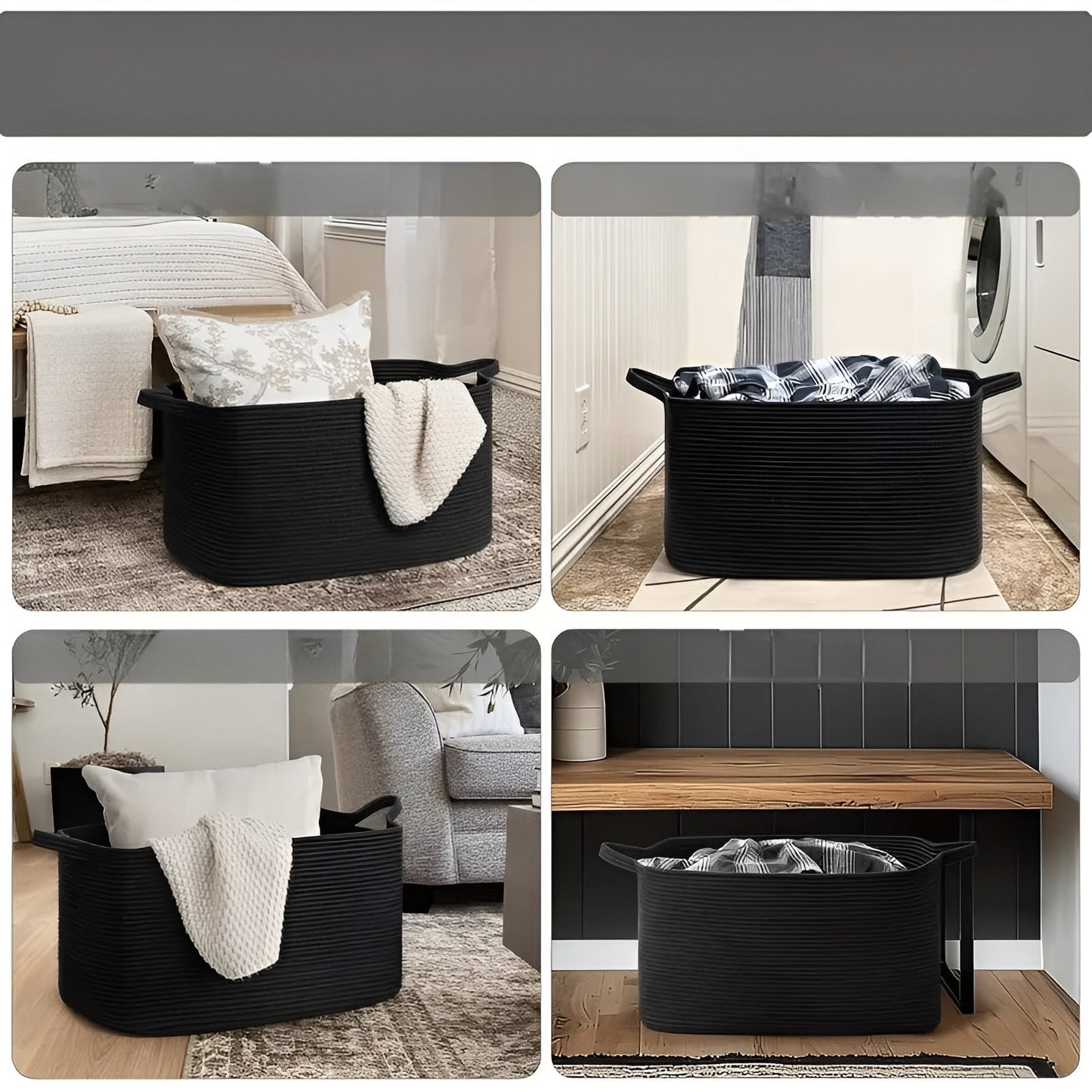 Large Woven Storage Basket Rope Handle Organizer