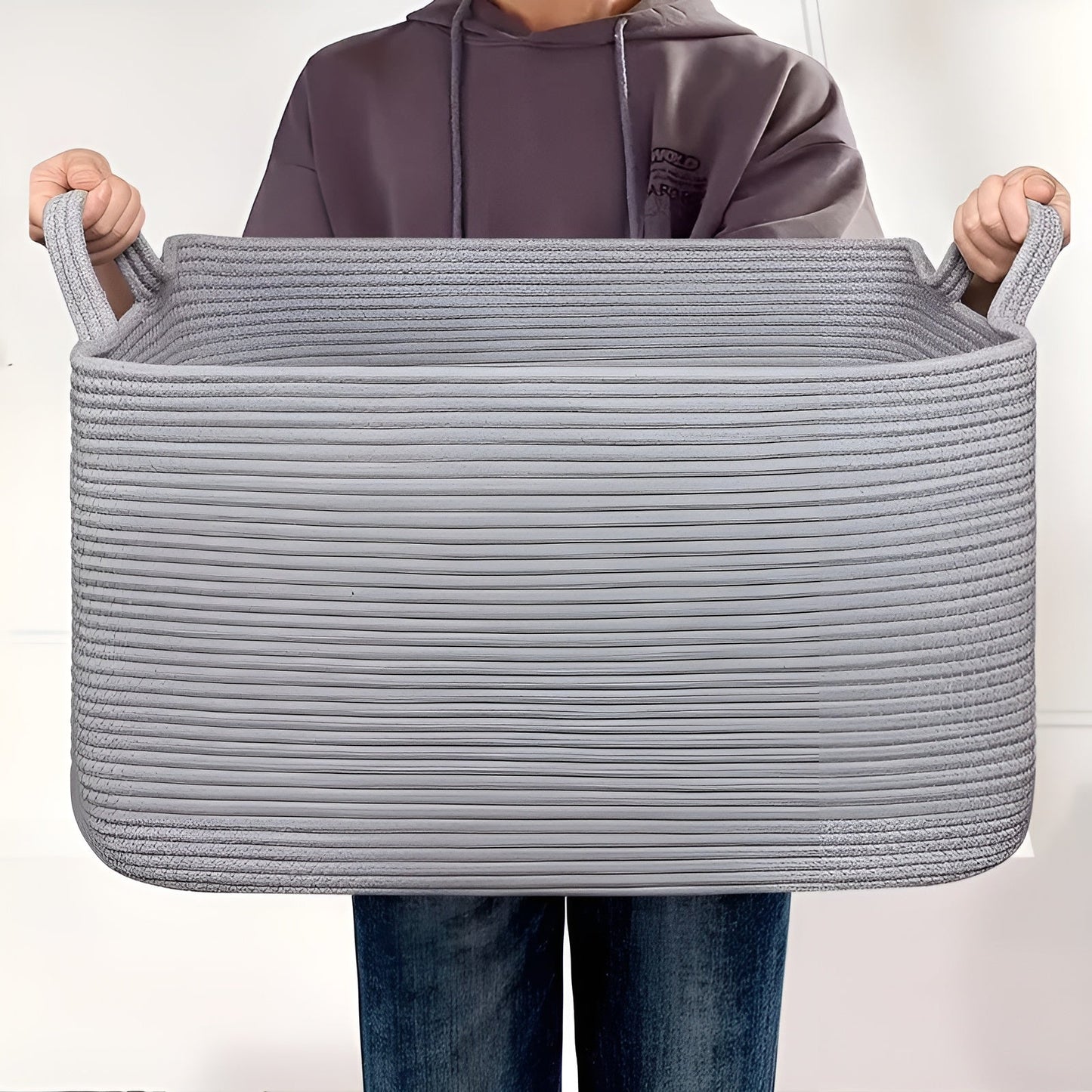 Large Woven Storage Basket Rope Handle Organizer