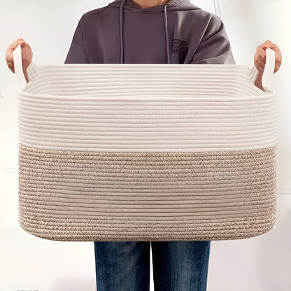 Large Woven Storage Basket Rope Handle Organizer