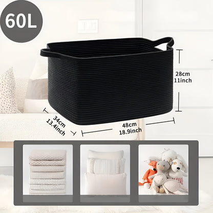 Large Woven Storage Basket Rope Handle Organizer