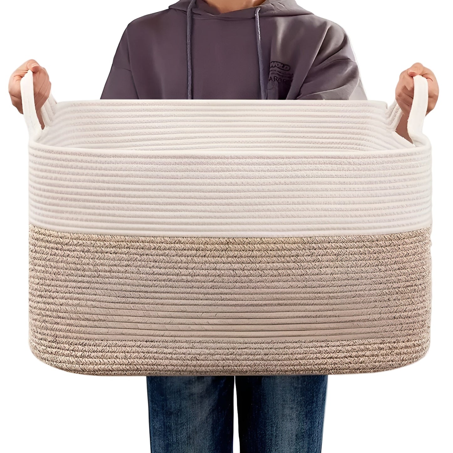 Large Woven Storage Basket Rope Handle Organizer