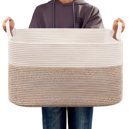 Large Woven Storage Basket Rope Handle Organizer